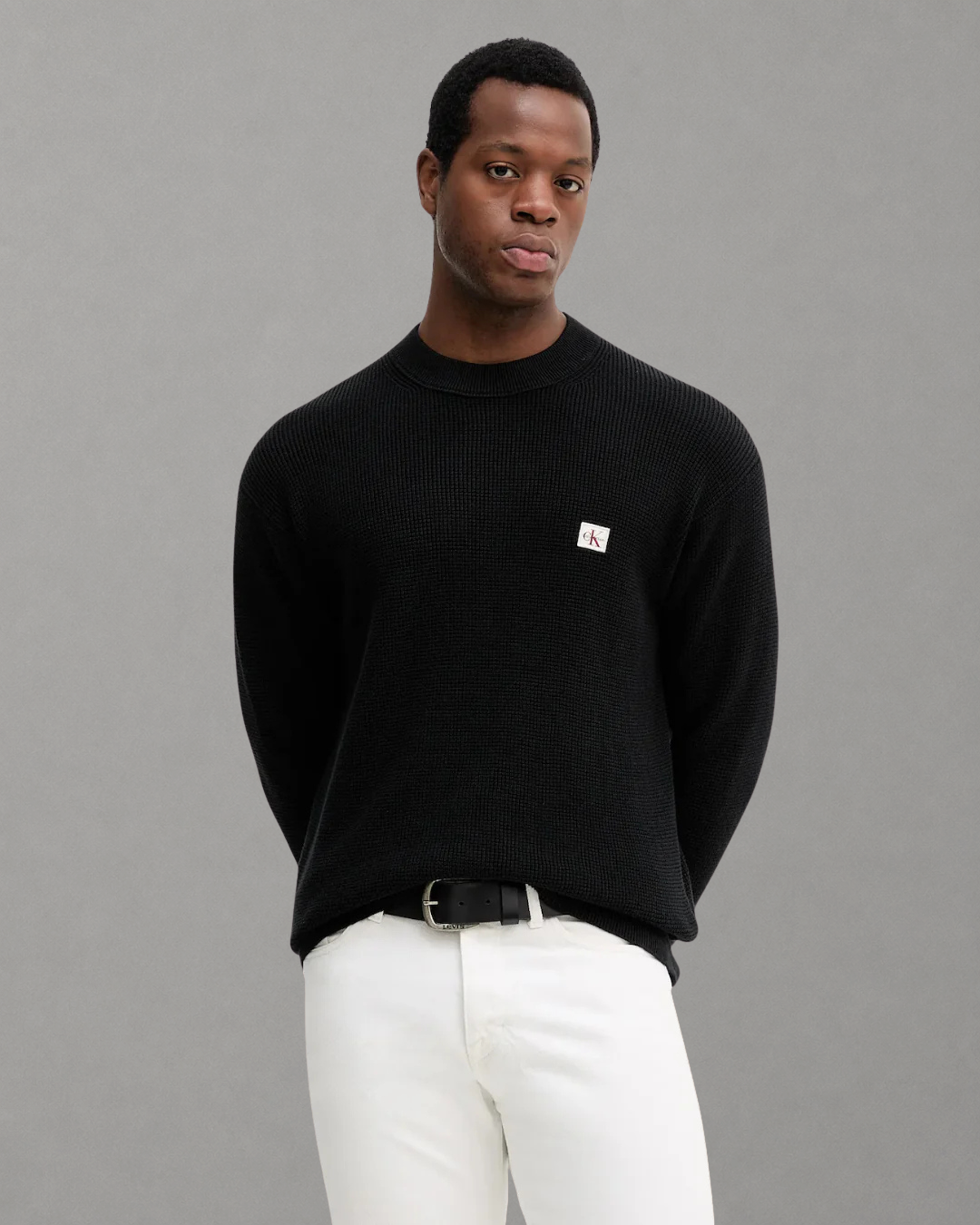 Calvin Klein Jeans - LS EZ Cotton Waffle Crewneck Sweater 9 - Nero