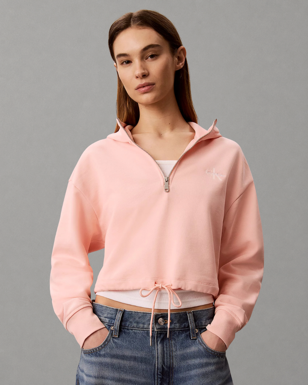 Calvin Klein Jeans - LS Monologo Terry Cropped Tie HZ - Peachy Day