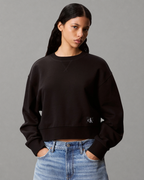 Calvin Klein Jeans - French Terry Woven Laber Crew Sweat - Nero