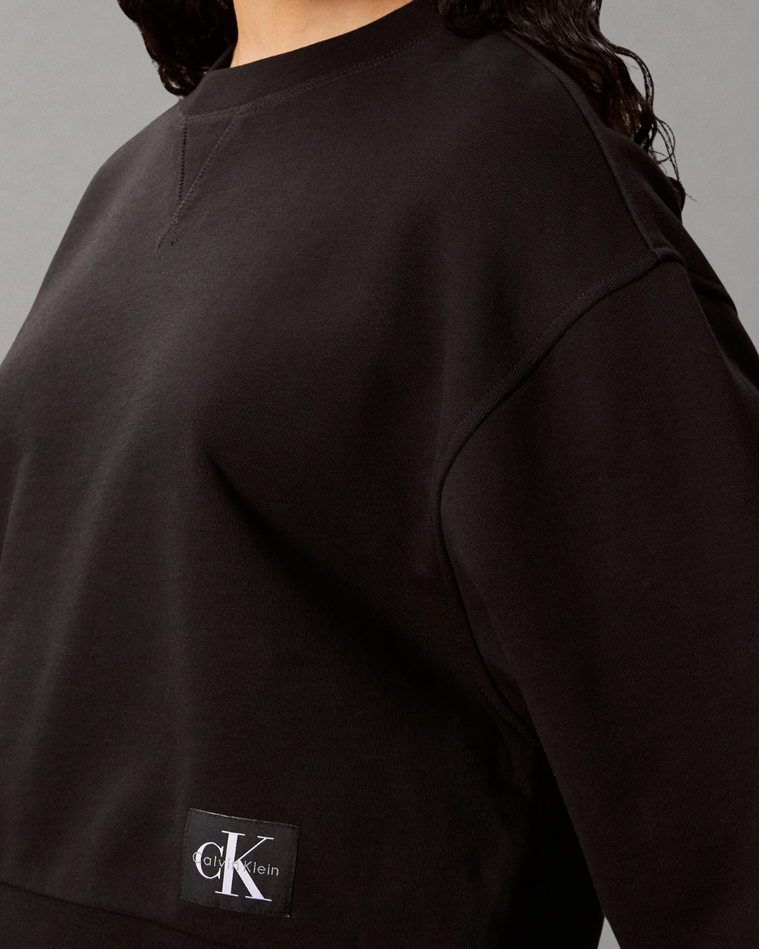 Calvin Klein Jeans - French Terry Woven Laber Crew Sweat - Nero