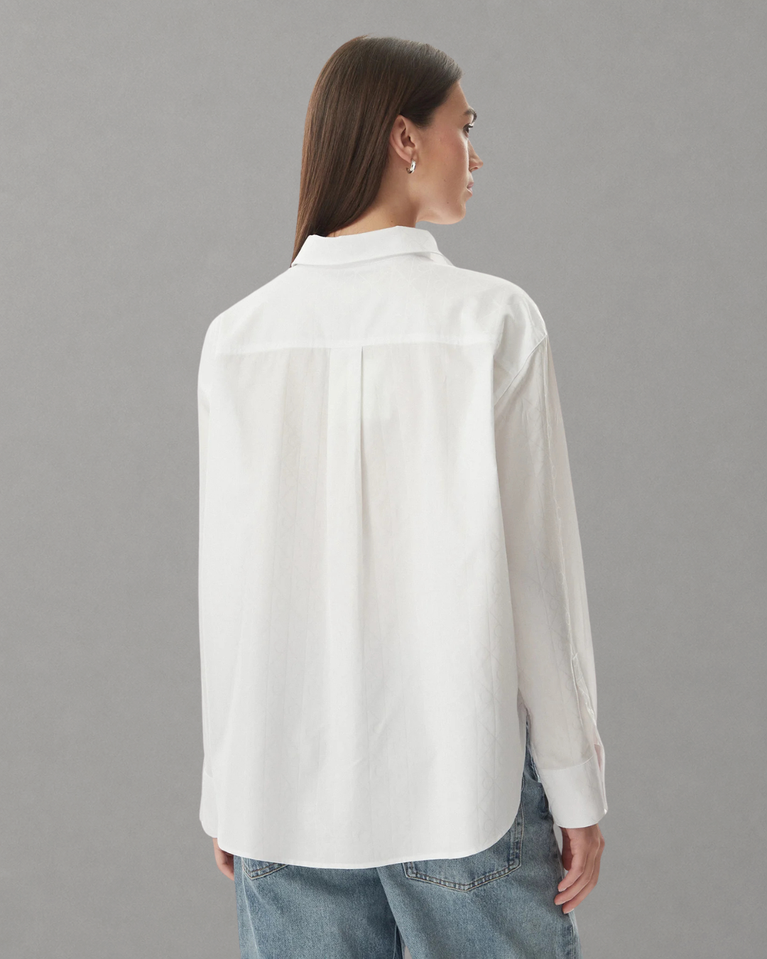 Calvin Klein Jeans - Cottton Poplin Jacquard Relaxed Shirt - Bianco
