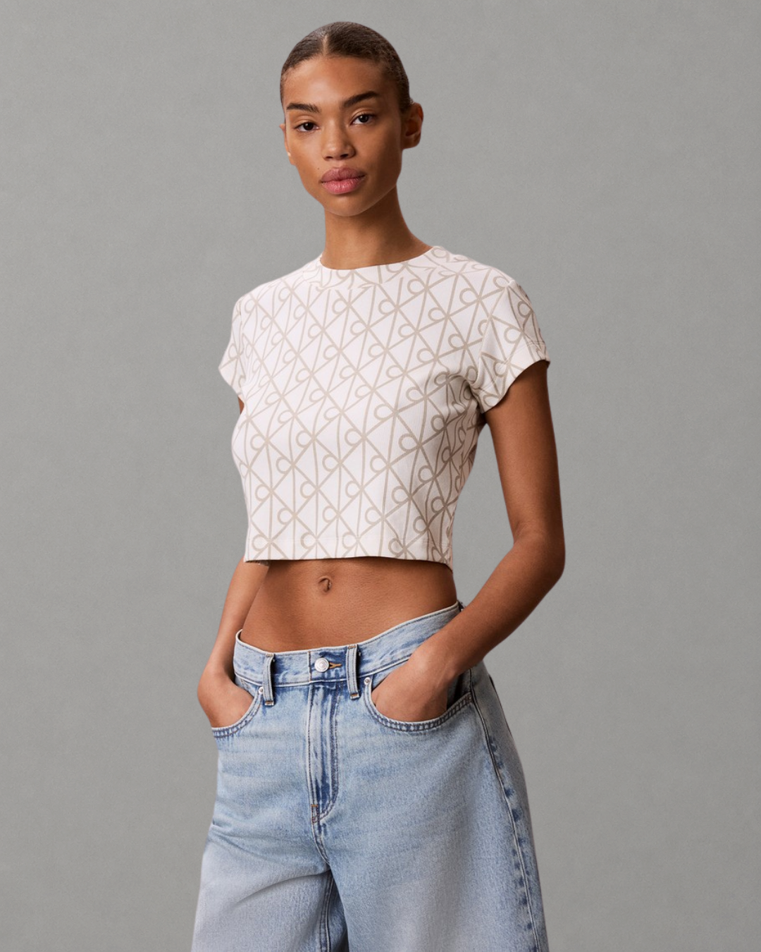 Calvin Klein Jeans - A-Monologo Baby Tee - Tofu