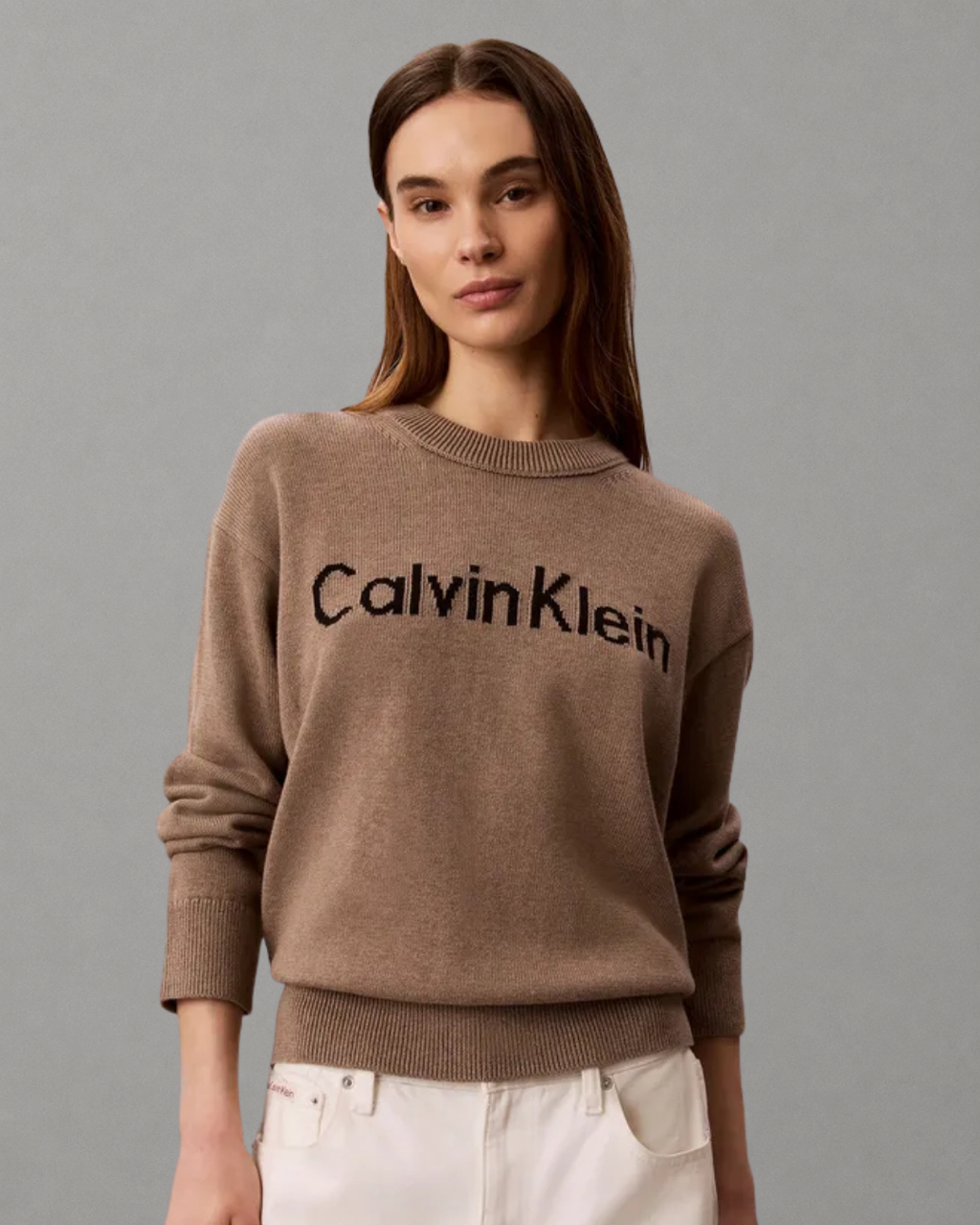 Calvin Klein Jeans - Contrast Logo LS Sweater - Shiitake Melange