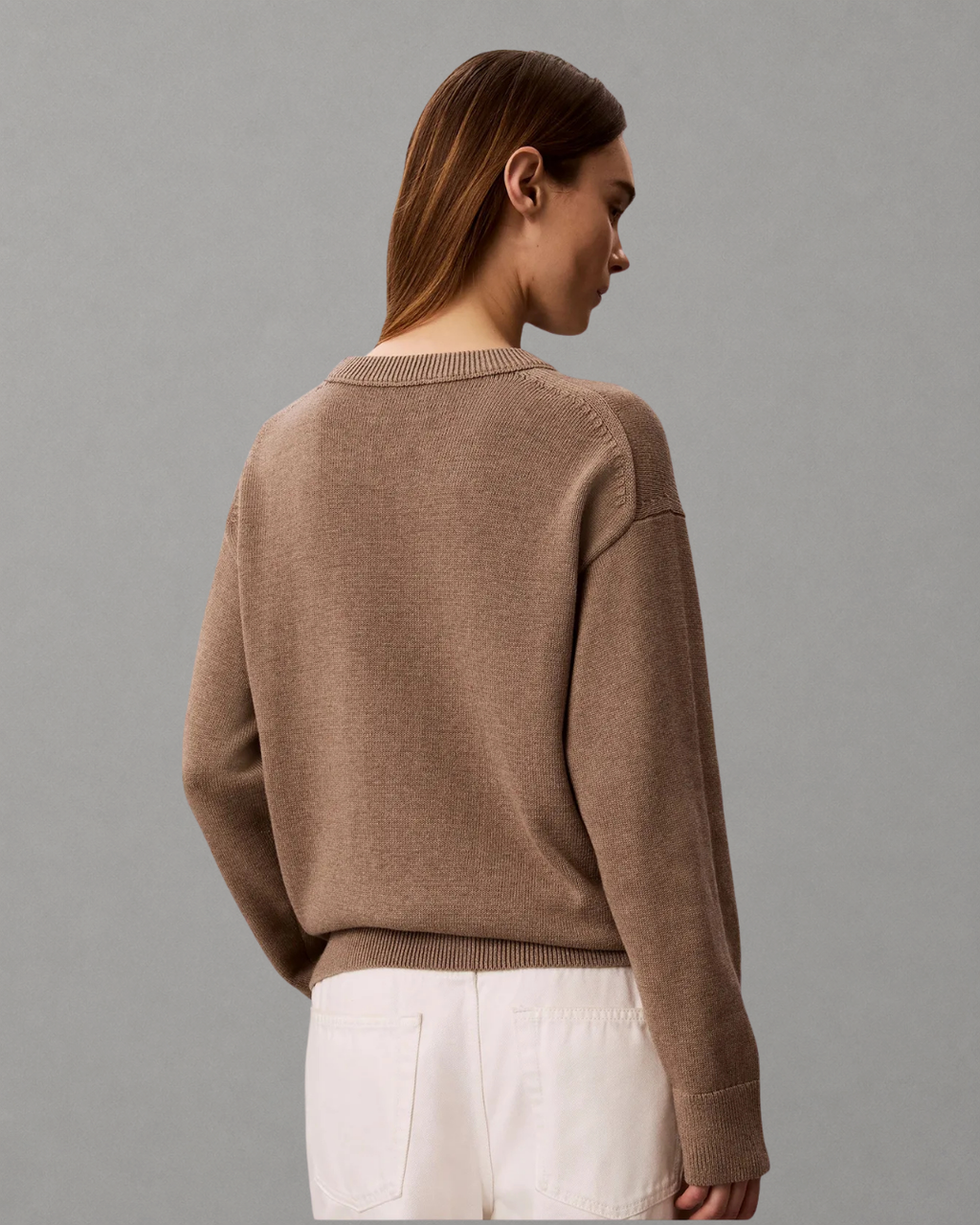 Calvin Klein Jeans - Contrast Logo LS Sweater - Shiitake Melange