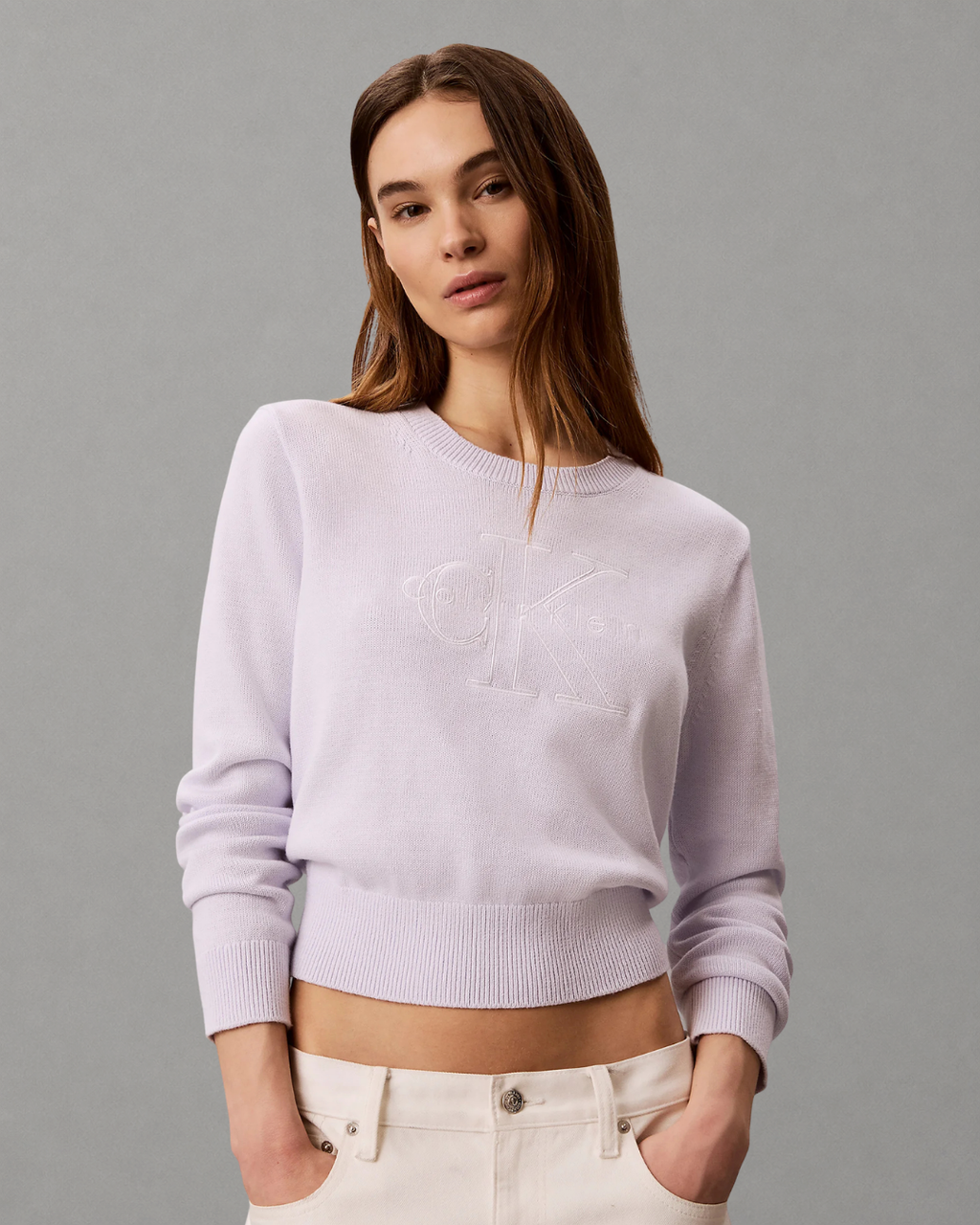 Calvin Klein Jeans - Logo Outline LS Top - Lacey Lilac