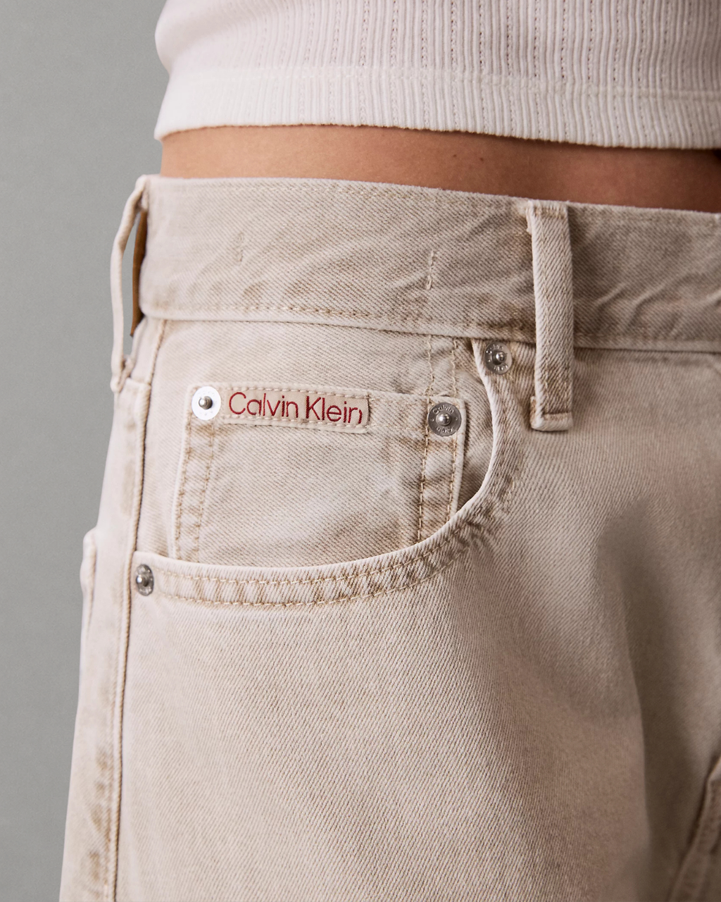 Calvin Klein Jeans - Relaxed Barrel Jean Marbled Bone - Marbled Bone