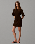 Calvin Klein Jeans - SS Logo Rib Interlock T-Shirt Dress - Dark Coffee