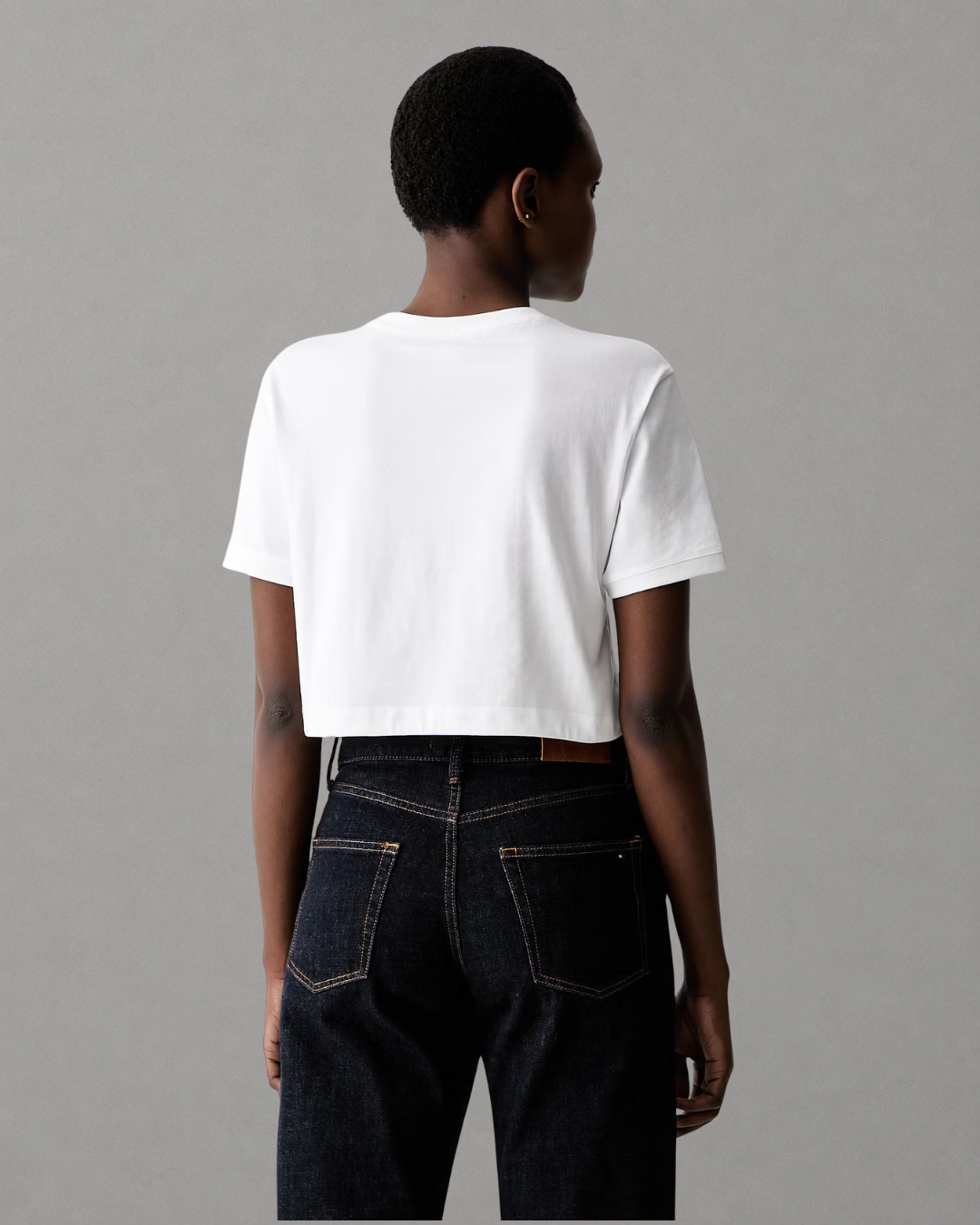 Calvin Klein Jeans - SS Monologo Cropped Tie Tee - Bianco