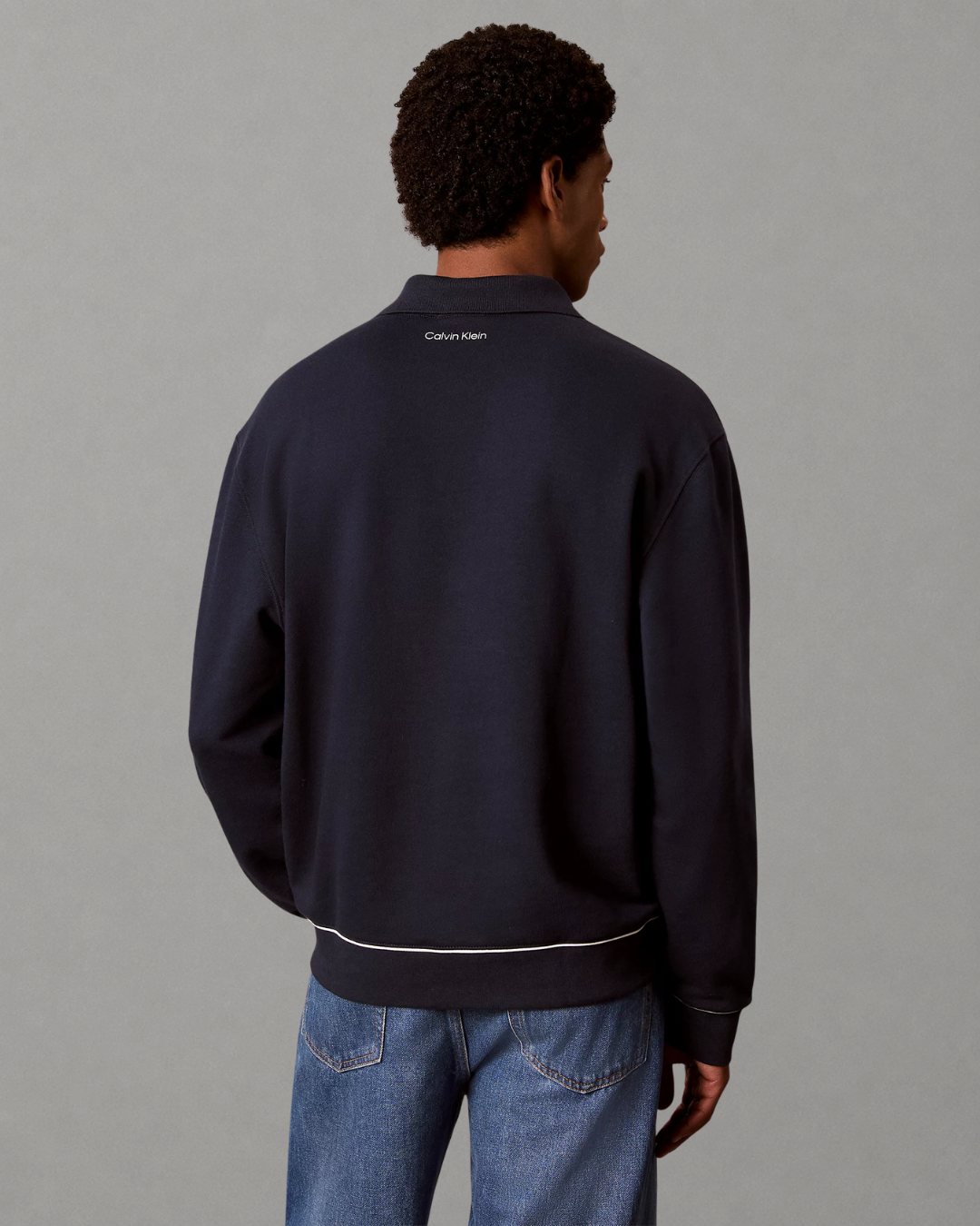 Calvin Klein Jeans - LS 350GSM Terry Piped Polo Sweat - Blu
