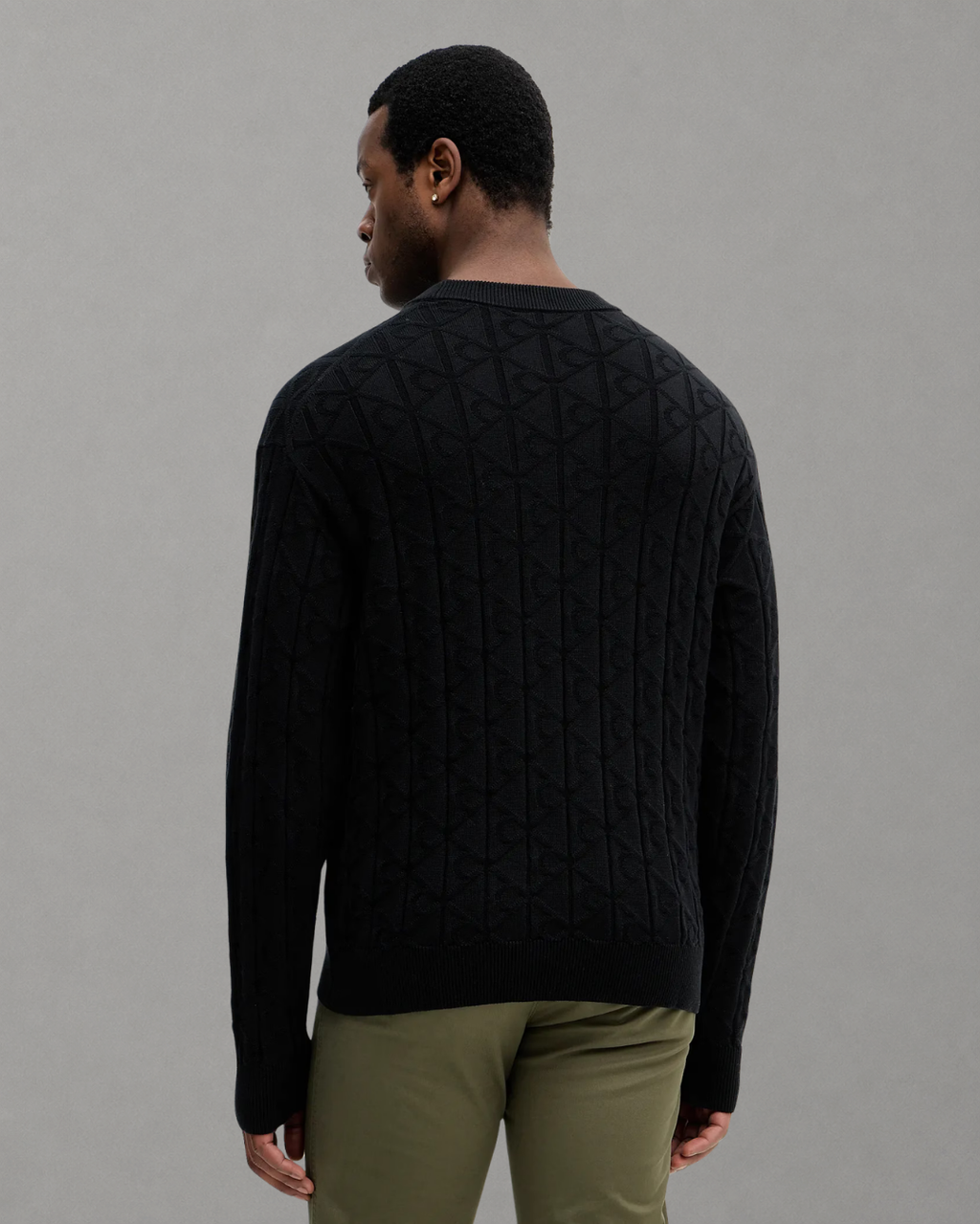 Calvin Klein Jeans - LS Easy Aop Cotton Crewneck Sweater - Nero