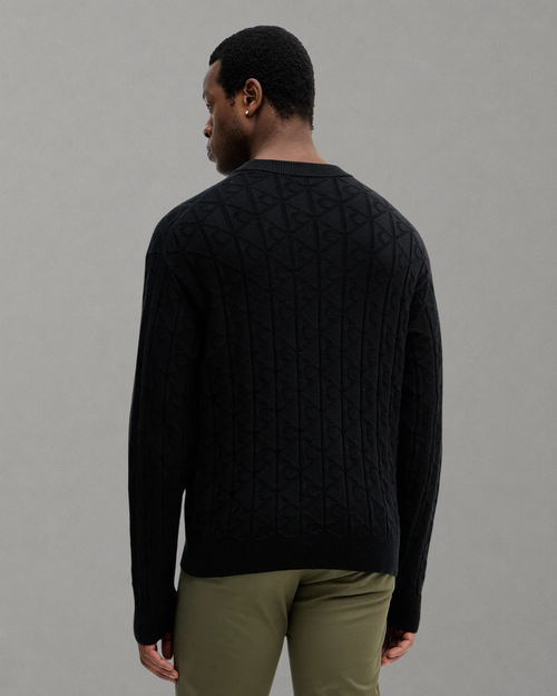 Calvin Klein Jeans - LS Easy Aop Cotton Crewneck Sweater - Nero