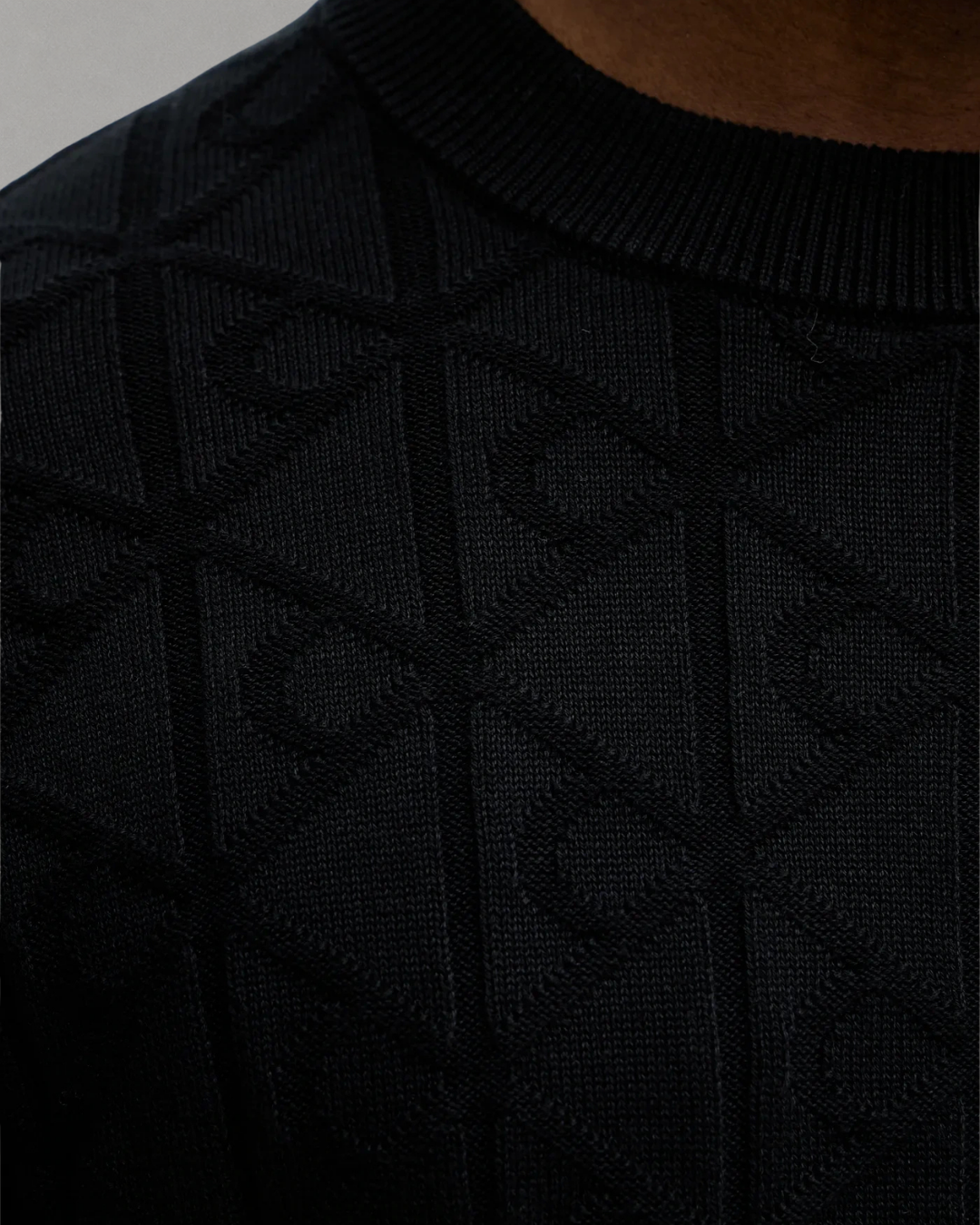 Calvin Klein Jeans - LS Easy Aop Cotton Crewneck Sweater - Nero