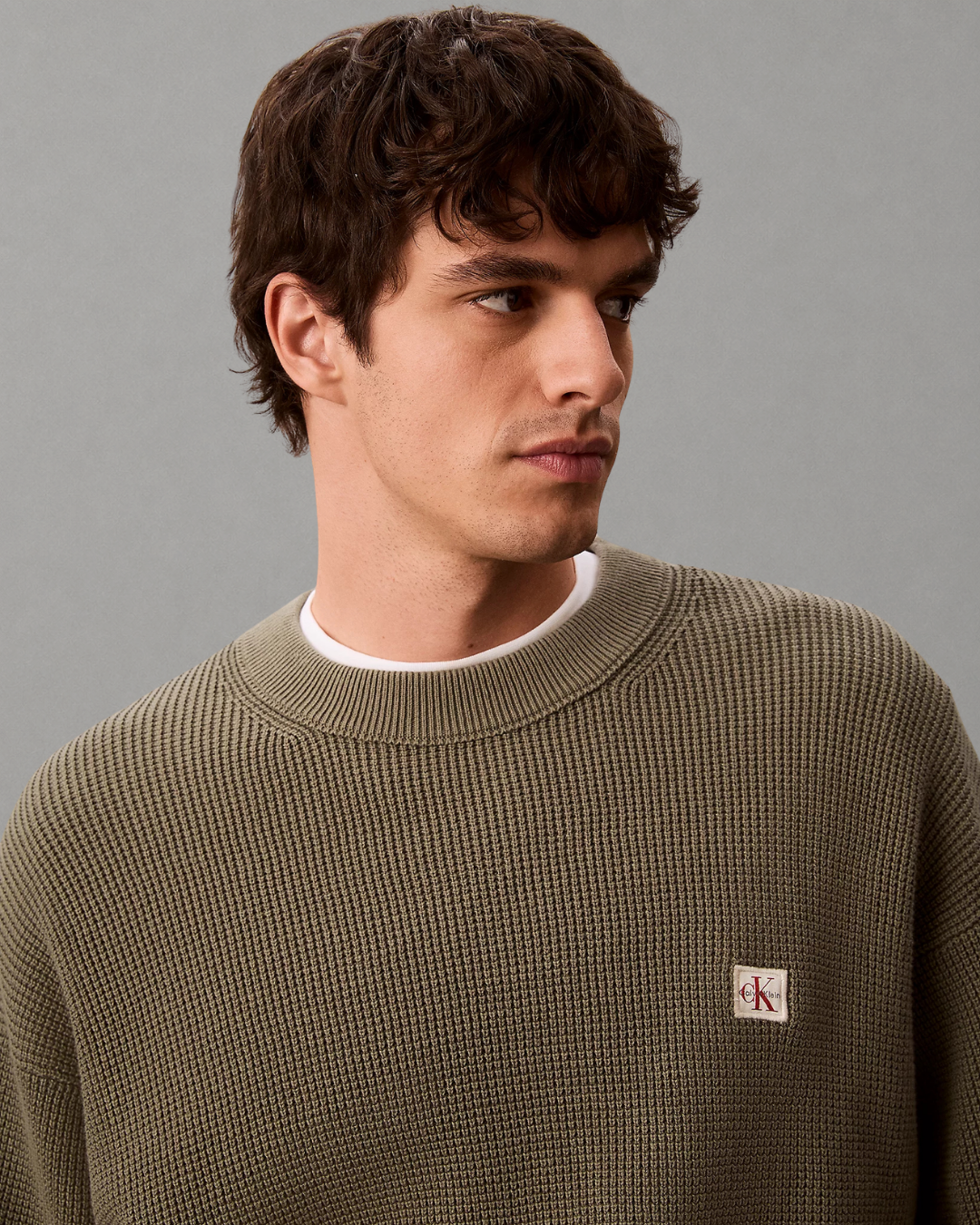 Calvin Klein Jeans - LS EZ Cotton Waffle Crewneck Sweater 9 - Verde