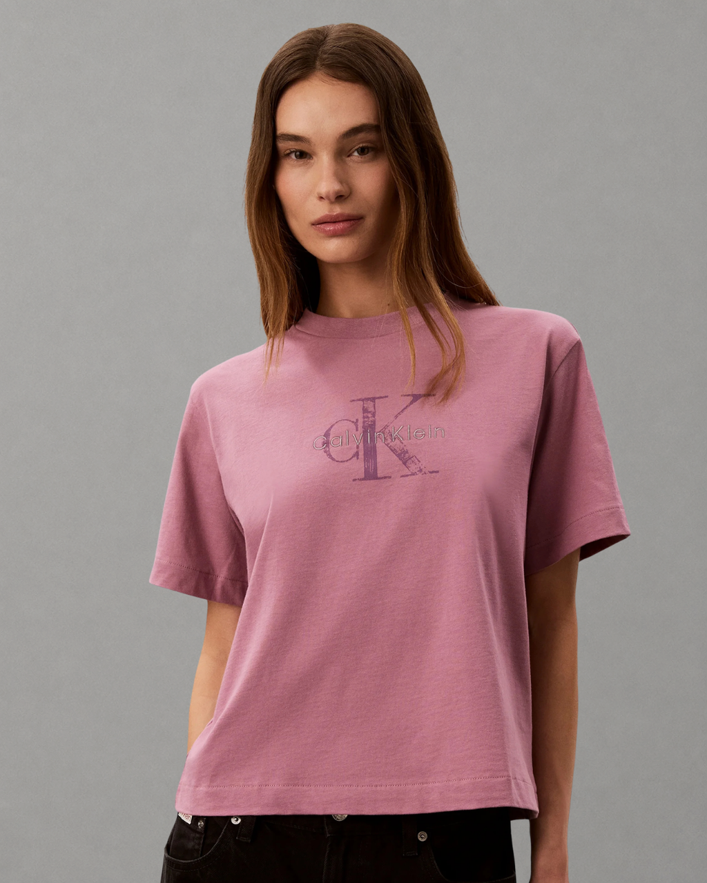 Calvin Klein Jeans - SS Boxy Hand Drawn Monologo Tee - Dusky Orchid