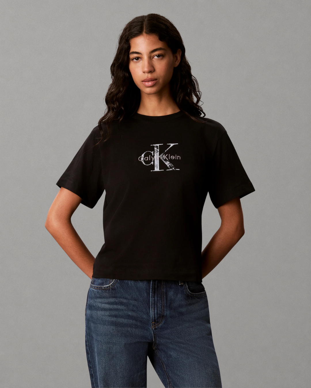 Calvin Klein Jeans - SS Boxy Hand Drawn Monologo Tee - Nero