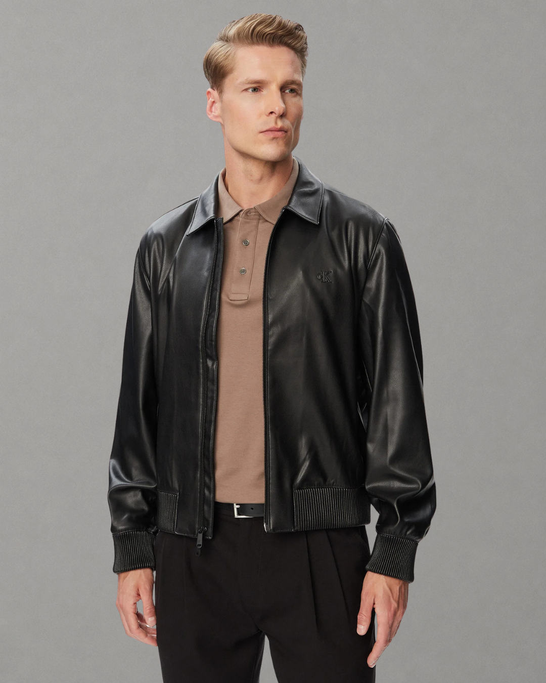 Calvin Klein Jeans - LS Faux Leather Bomber Jkt - Nero