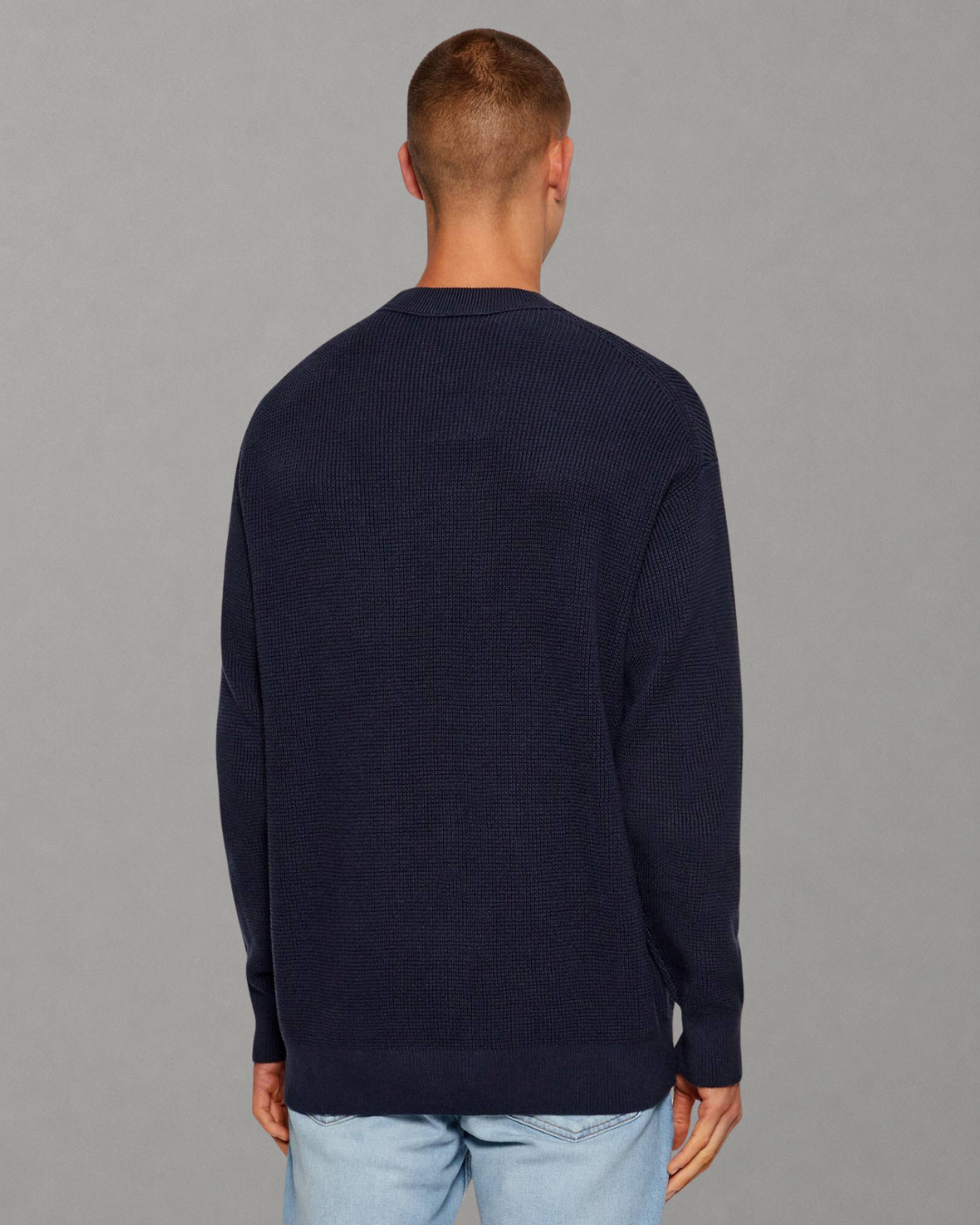 Calvin Klein Jeans - LS Classic Cotton Waffle Crewneck Sweater 9GG - Blu