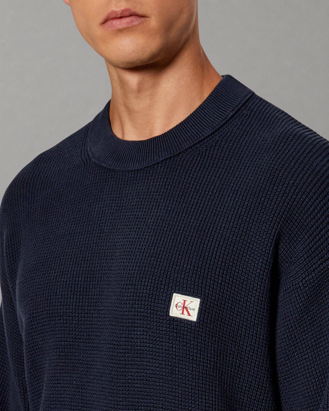 Calvin Klein Jeans - LS Classic Cotton Waffle Crewneck Sweater 9GG - Blu