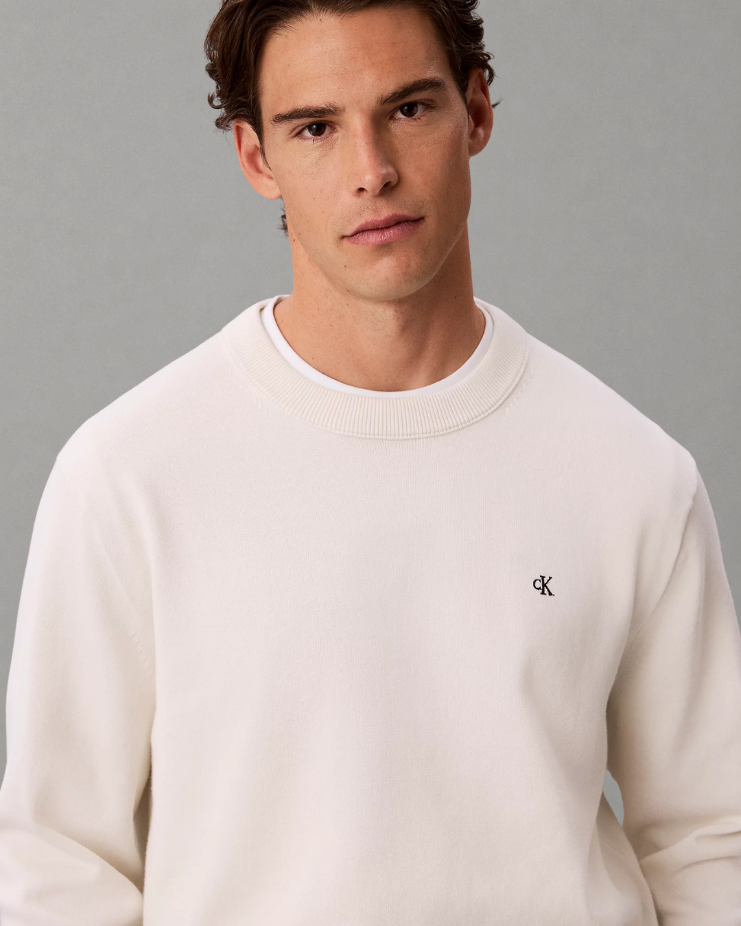 Calvin Klein Jeans - LS EU Classic Cotton Crewneck Sweater 12GG - Tofu