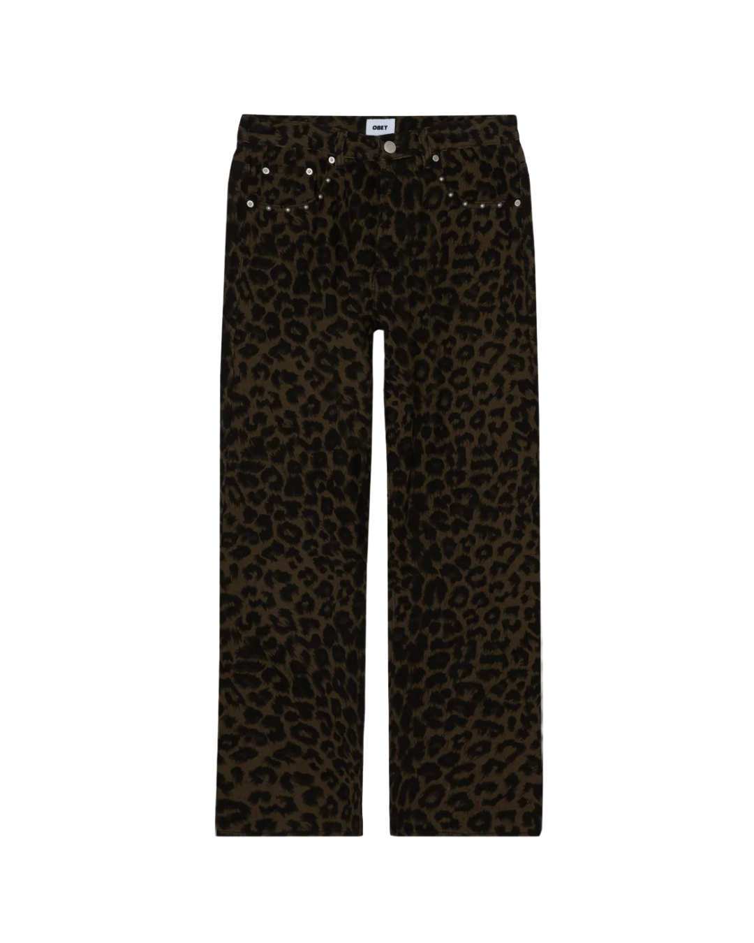 Obey - Studded Boxcar Straight Leg Denim - Dark Leopard
