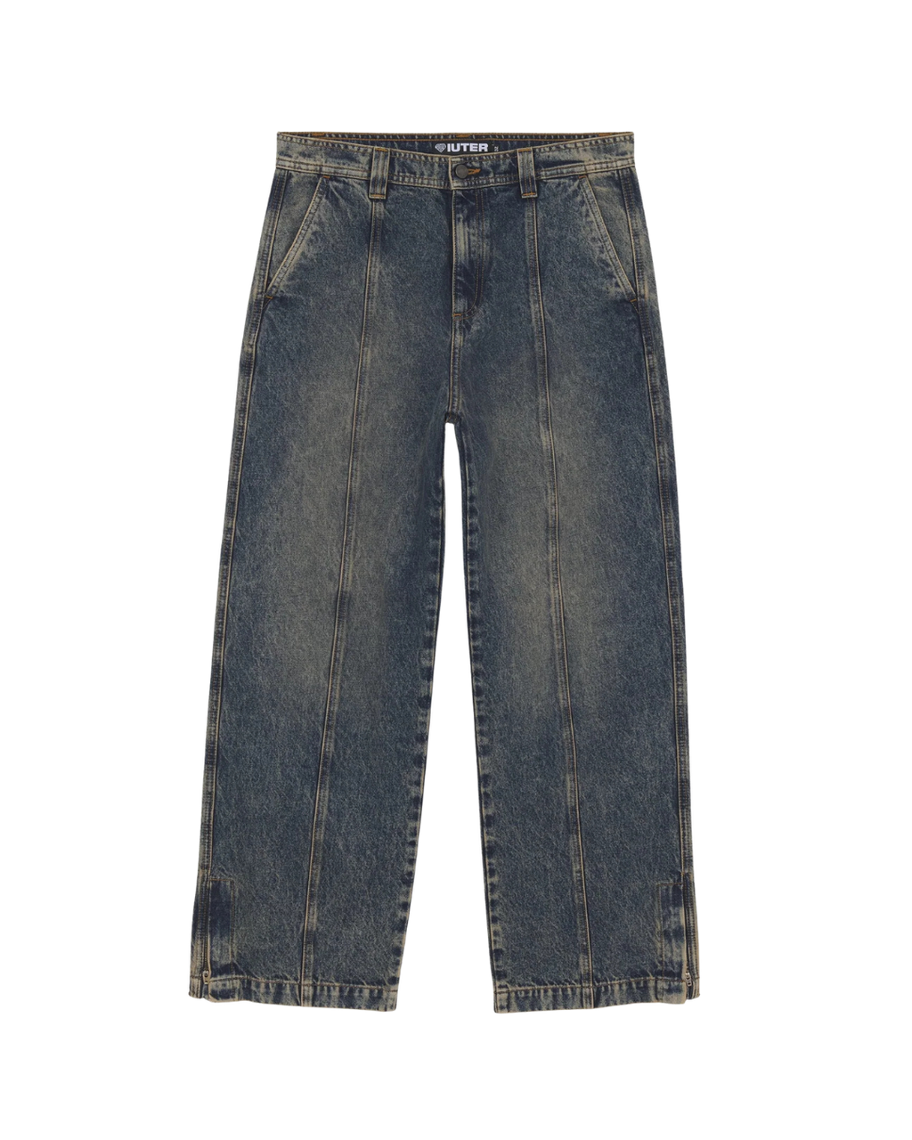 Iuter - Grid Zipped Denim Pants - Yellowfade