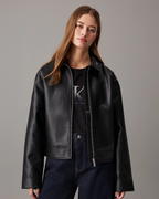 Calvin Klein Jeans - Faux Leather Zipped Jacket - Black