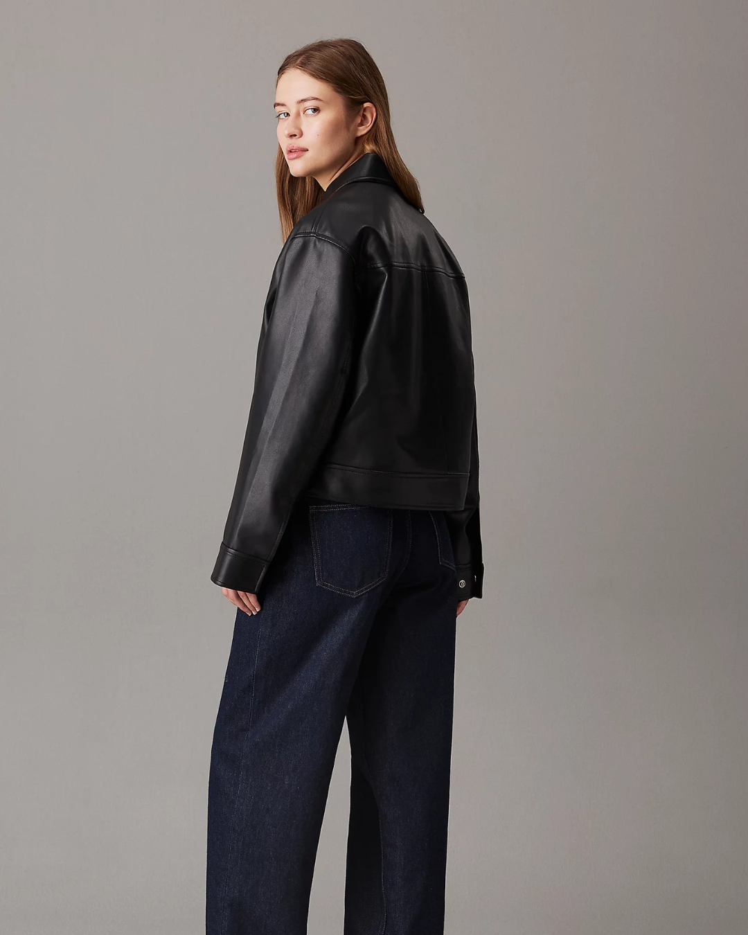 Calvin Klein Jeans - Faux Leather Zipped Jacket - Nero
