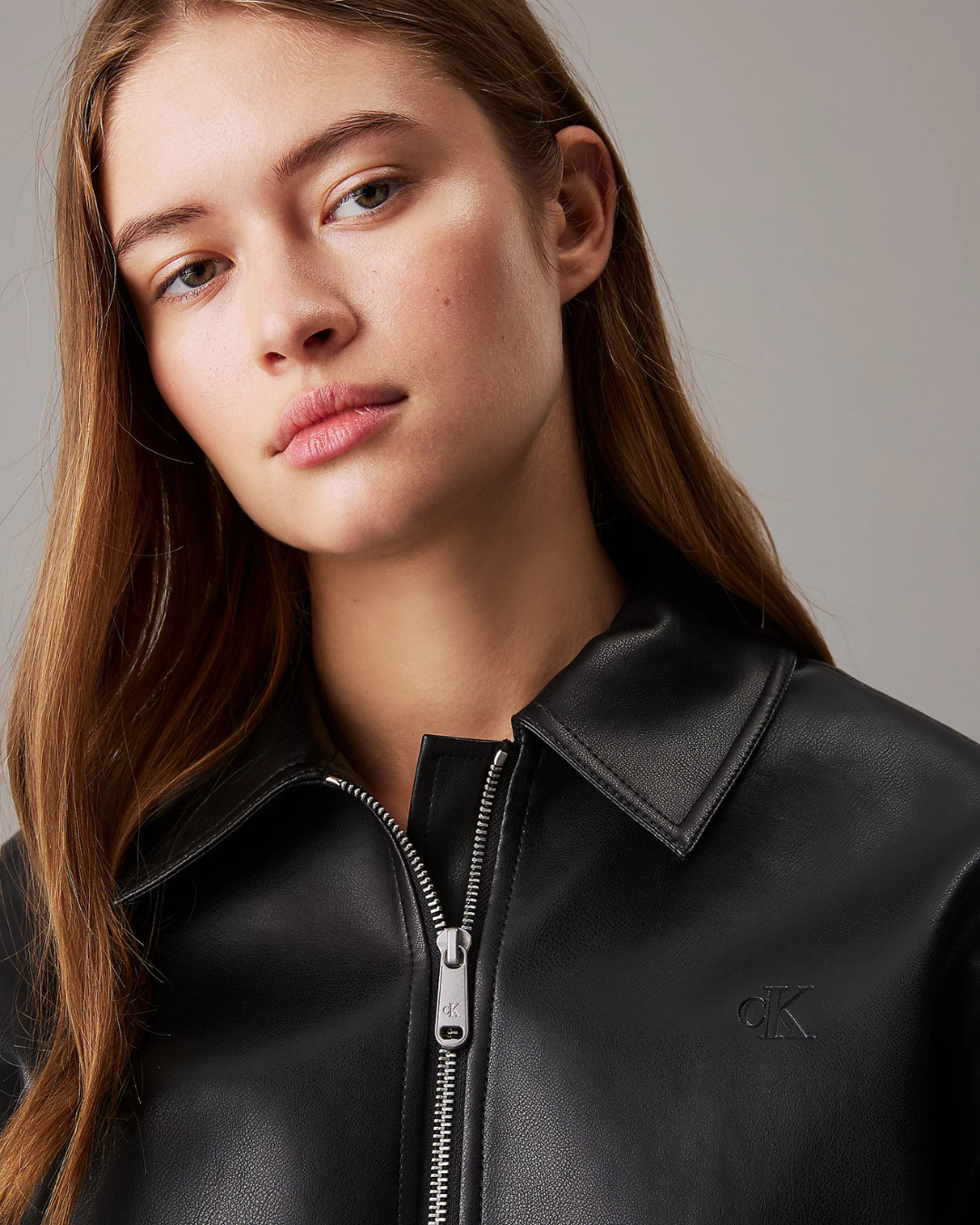 Calvin Klein Jeans - Faux Leather Zipped Jacket - Black